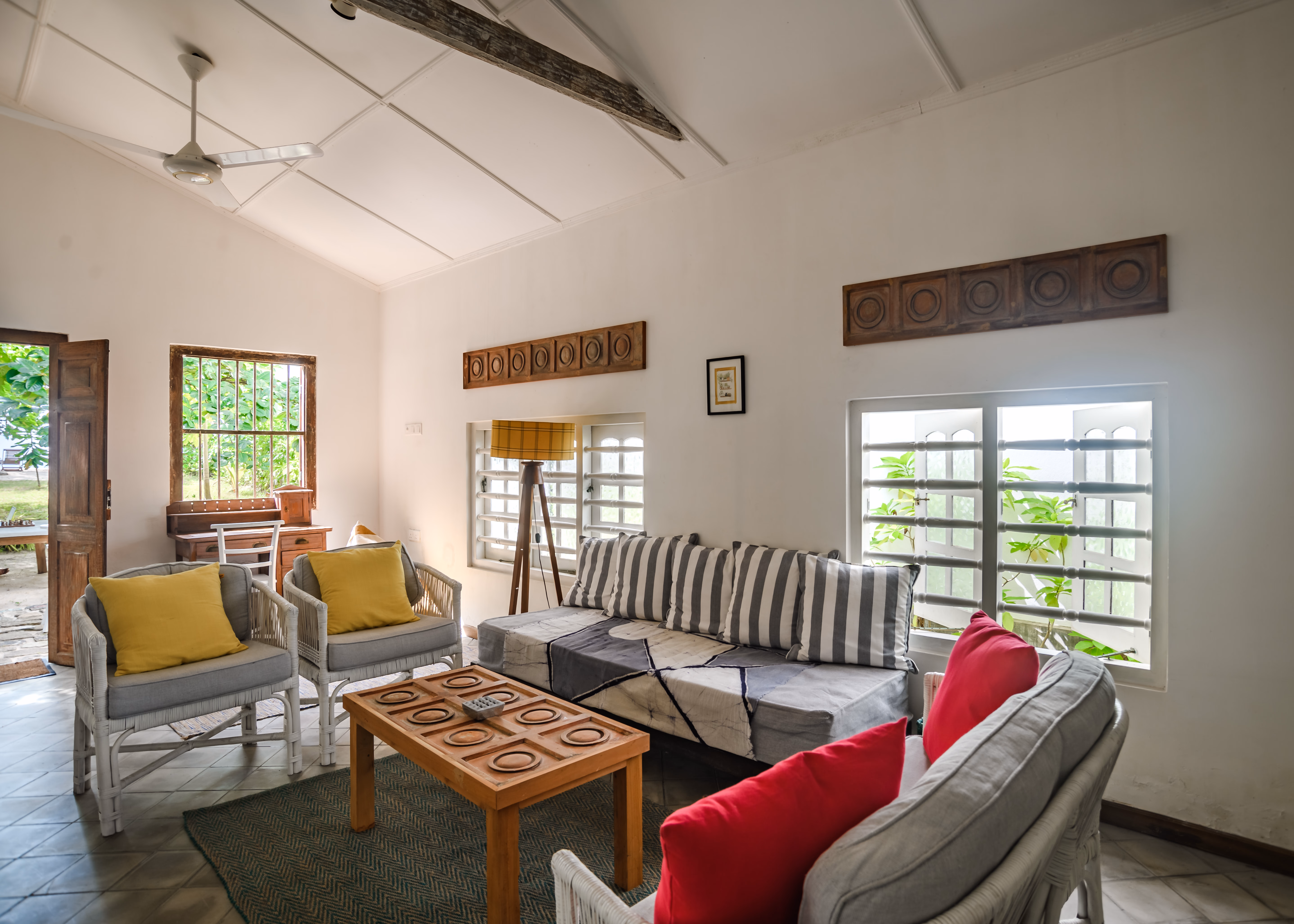 Another angle of the double room, showing the comfortable bed.